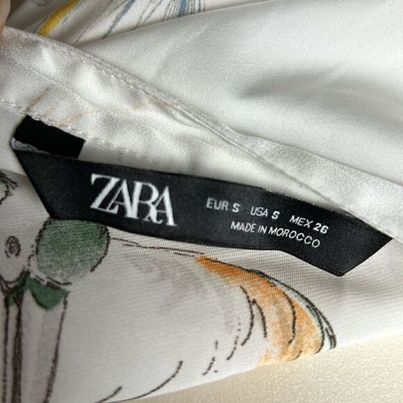 Women’s long sleeve silky ZARA blouse shirt top wrap size small Art to wear - Picture 8 of 9